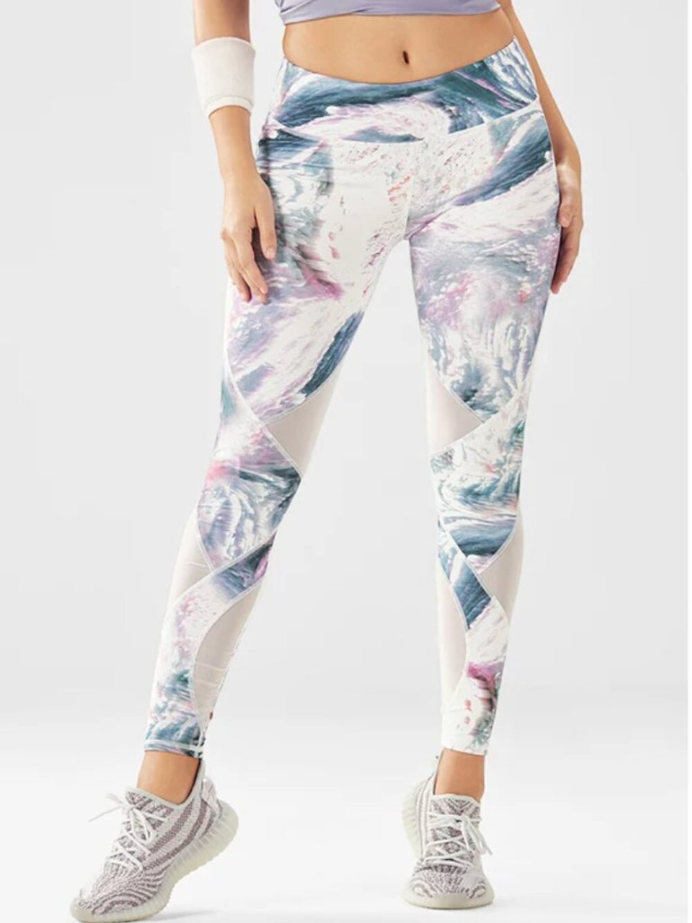 FABLETICS | Marble-Print Mid-Rise Mesh Powerhold® Leggings Sz XS
